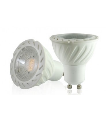 Led COB 6W GU 10 6000°K - Corps en Plastique Blancs